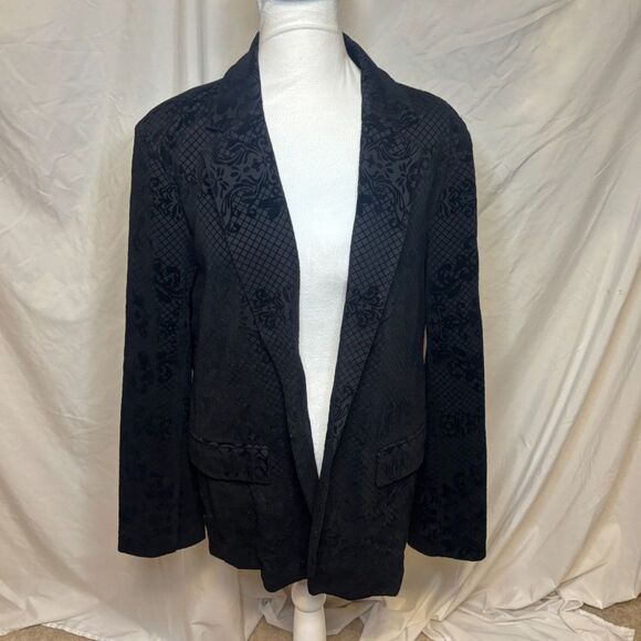 Nanette Lepore Black Embroidered Elegant Black Velvet Womens Jacket - Picture 1 of 8